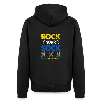Schaukeln Sie Ihre Socke - Unisex Premium Bio Zip Hoodie - Schwarz - Hinten - Nico (187cm)