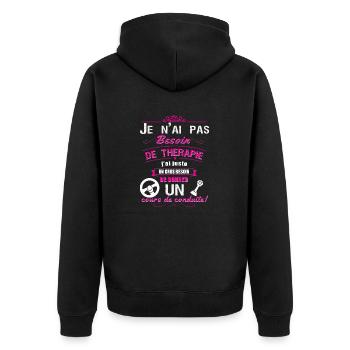pas besoin de therapie juste besoin conduite - Veste à capuche bio Premium Unisexe - noir - Dos - Nico (187cm)