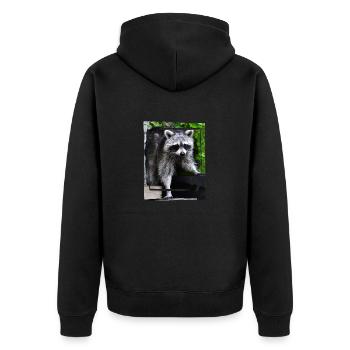 Pretty raccoon - Unisex Premium Organic Zip Hoodie - black - Back - Nico (187cm)