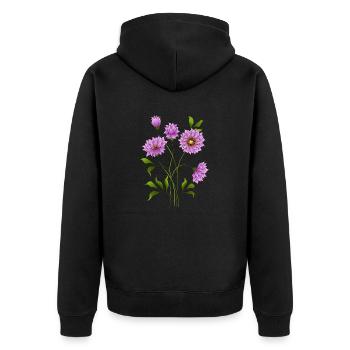 Bunte Blumen - Unisex Premium Bio Zip Hoodie - Schwarz - Hinten - Nico (187cm)
