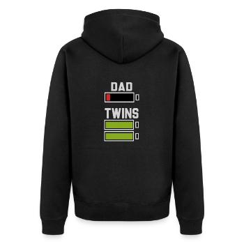Dad Twins - Unisex Premium Organic Zip Hoodie - black - Back - Nico (187cm)