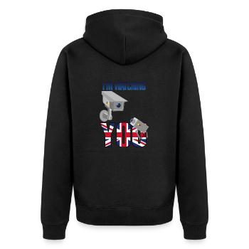 Ich beobachte dich - Unisex Premium Bio Zip Hoodie - Schwarz - Hinten - Nico (187cm)