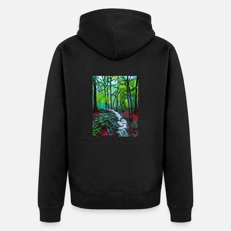 Wald Gemälde - Unisex Premium Bio Zip Hoodie - Schwarz