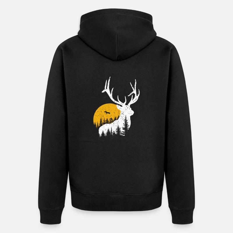 cerf - Veste à capuche bio Premium Unisexe - noir