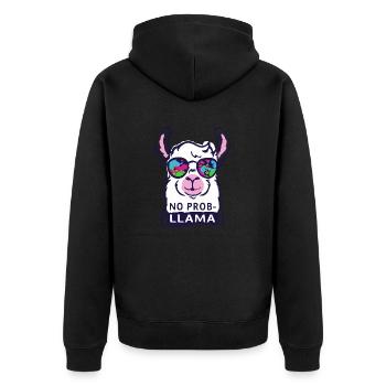 no probllama - cooler no problem llama lama saying - Unisex Premium Organic Zip Hoodie - black - Back - Nico (187cm)