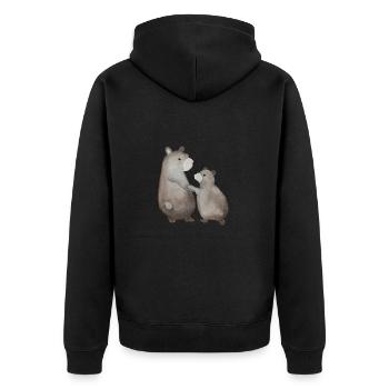 Mama Bär Baby Bär Papa Bär Shirt Geschenk - Unisex Premium Bio Zip Hoodie - Schwarz - Hinten - Nico (187cm)
