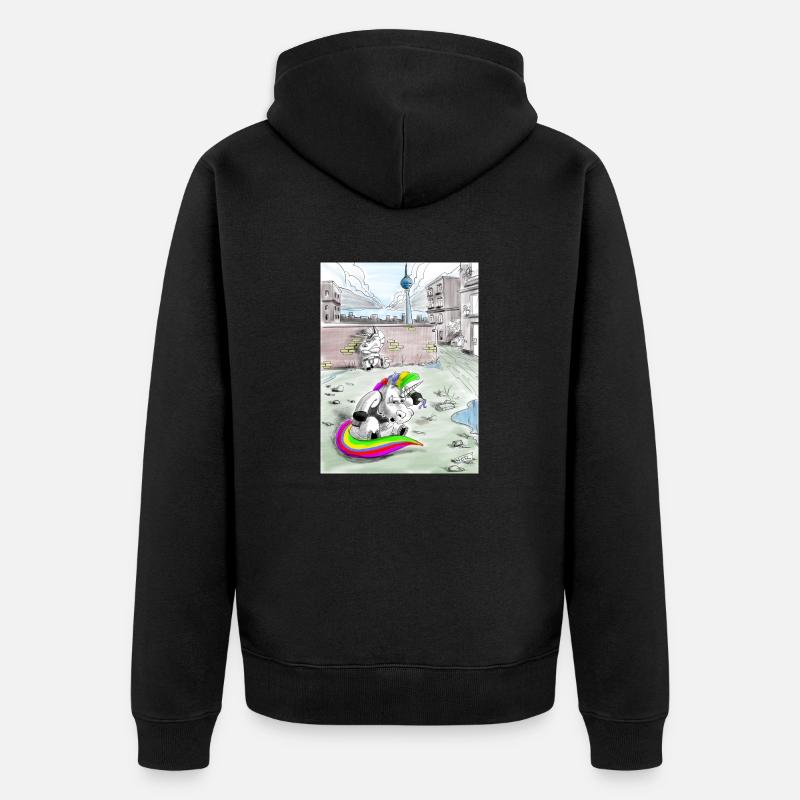 🦄 Asi-Einhorn Berlin Kreuzberg - Veste à capuche bio Premium Unisexe - noir