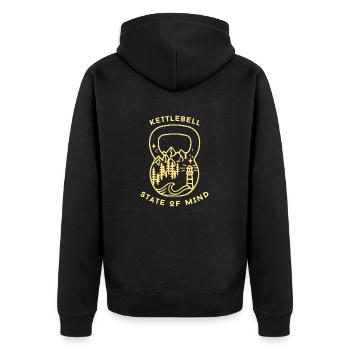 KB State of Mind YELLOW (thick letters) - Unisex Premium Organic Zip Hoodie - black - Back - Nico (187cm)