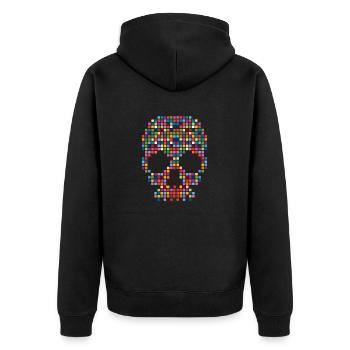 pixel art skull - Unisex Premium Organic Zip Hoodie - black - Back - Nico (187cm)