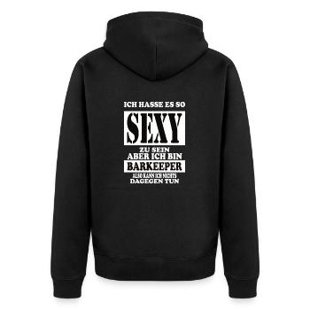 Je déteste être si sexy - Veste à capuche bio Premium Unisexe - noir - Dos - Nico (187cm)