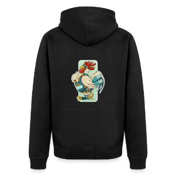 Steampunk Rooster (circonférence blanche) - Veste à capuche bio Premium Unisexe - noir - Dos - Nico (187cm)