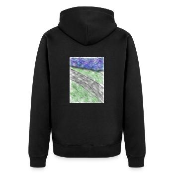 Straße am Meer - Unisex Premium Bio Zip Hoodie - Schwarz - Hinten - Nico (187cm)