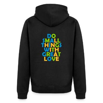 Quote do small things - Unisex Premium Organic Zip Hoodie - black - Back - Nico (187cm)