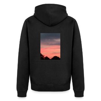 Soleil Coucher de soleil Arbres Nuages roses - Veste à capuche bio Premium Unisexe - noir - Dos - Nico (187cm)