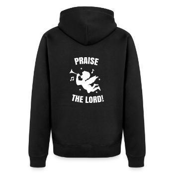 Praise the lord. Cherub angel - Unisex Premium Organic Zip Hoodie - black - Back - Nico (187cm)