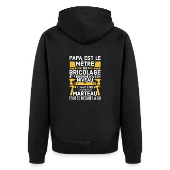 Humour papa bricoleur - Veste à capuche bio Premium Unisexe - noir - Dos - Nico (187cm)