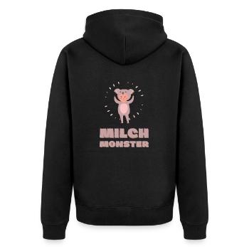 Milch Monster - Unisex Premium Bio Zip Hoodie - Schwarz - Hinten - Nico (187cm)