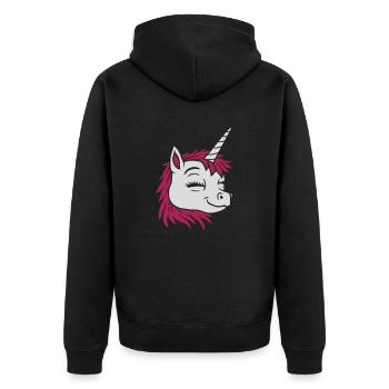 Visage comique licorne heureuse - Veste à capuche bio Premium Unisexe - noir - Dos - Nico (187cm)