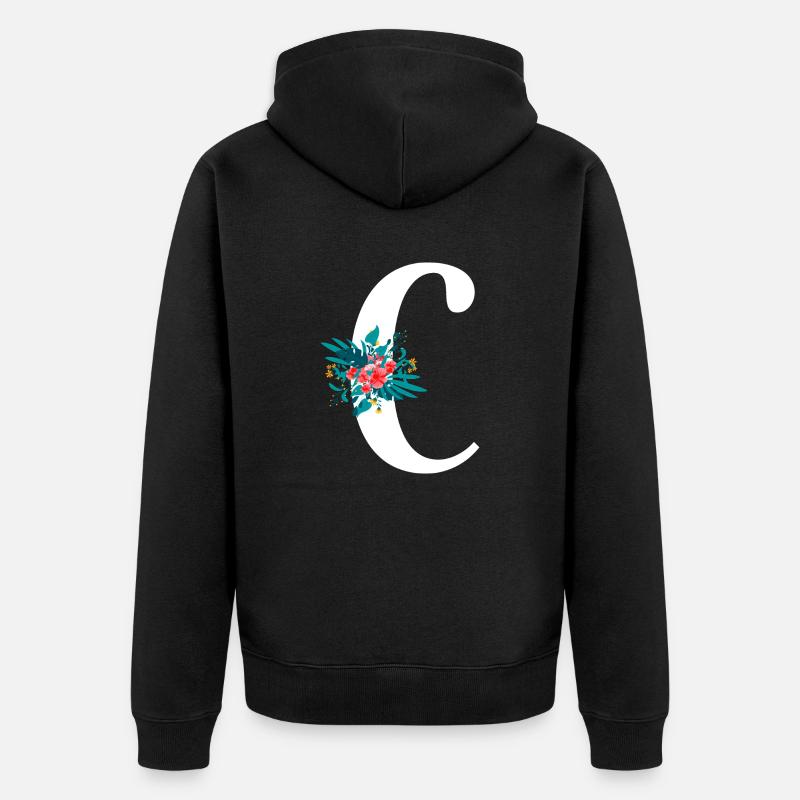 lettre C fleuris - Veste à capuche bio Premium Unisexe - noir