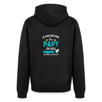 Je vais encore Être Papy en 2023 Cadeau Futur Papi - Veste à capuche bio Premium Unisexe - noir - Dos - Nico (187cm)