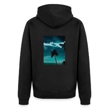 palm - Unisex Premium Bio Zip Hoodie - Schwarz - Hinten - Nico (187cm)