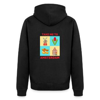 TAKE ME TO AMSTERDAM - Unisex Premium Organic Zip Hoodie - black - Back - Nico (187cm)