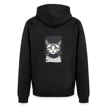 Katzengesicht 4 - Unisex Premium Bio Zip Hoodie - Schwarz - Hinten - Nico (187cm)