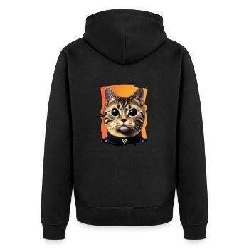 Katzenportrait - Unisex Premium Bio Zip Hoodie - Schwarz - Hinten - Nico (187cm)