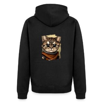 Cat hood - Unisex Premium Bio Zip Hoodie - Schwarz - Hinten - Nico (187cm)