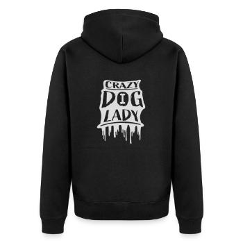 crazy dog lady Zitat - Unisex Premium Bio Zip Hoodie - Schwarz - Hinten - Nico (187cm)