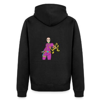 Hero girl - Unisex Premium Organic Zip Hoodie - black - Back - Nico (187cm)
