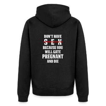 Sex Education Quote - Unisex Premium Organic Zip Hoodie - black - Back - Nico (187cm)