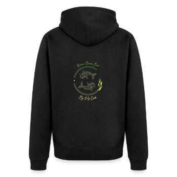 Karma Beach fishes vert jaune - Veste à capuche bio Premium Unisexe - noir - Dos - Nico (187cm)