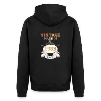 40. Geburtstag Vintage Geschenk Geschenkidee - Unisex Premium Bio Zip Hoodie - Schwarz - Hinten - Nico (187cm)