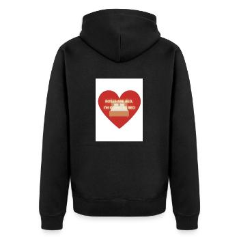 Bett Gedicht - Unisex Premium Bio Zip Hoodie - Schwarz - Hinten - Nico (187cm)