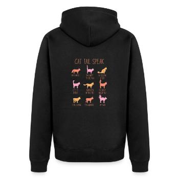 Cat Tail Speak - Unisex Premium Organic Zip Hoodie - black - Back - Nico (187cm)