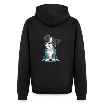 cute pitbull illustration - Unisex Premium Organic Zip Hoodie - black - Back - Nico (187cm)