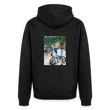 Together / Zusammen - Unisex Premium Bio Zip Hoodie - Schwarz - Hinten - Nico (187cm)