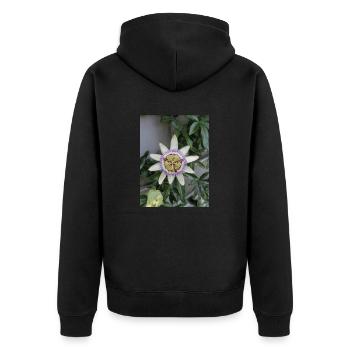Passionsfrucht Blume Passiflora - Unisex Premium Bio Zip Hoodie - Schwarz - Hinten - Nico (187cm)