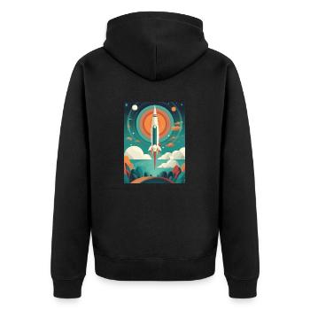 Rocket Launch Raketenstart - Unisex Premium Bio Zip Hoodie - Schwarz - Hinten - Nico (187cm)