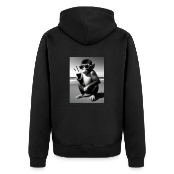 Cool beach monkey - Unisex Premium Bio Zip Hoodie - Schwarz - Hinten - Nico (187cm)