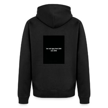 Im not gaj but 20$ are 20$ - Unisex Premium Bio Zip Hoodie - Schwarz - Hinten - Nico (187cm)