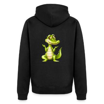 Happy croc - Unisex Premium Organic Zip Hoodie - black - Back - Nico (187cm)