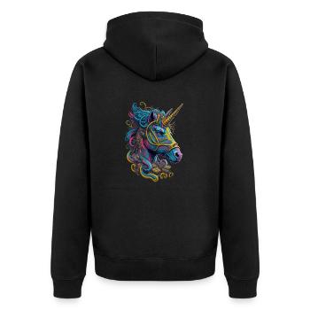 Einhorn Unicorn Fabelwesen Einhörner Farbenfroh - Unisex Premium Bio Zip Hoodie - Schwarz - Hinten - Nico (187cm)