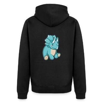 hugadino Triceratops, Dino, süßer Dinosaurier - Unisex Premium Bio Zip Hoodie - Schwarz - Hinten - Nico (187cm)
