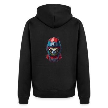Süßes Faultier mit Helm Biker Motorradhelm - Unisex Premium Bio Zip Hoodie - Schwarz - Hinten - Nico (187cm)