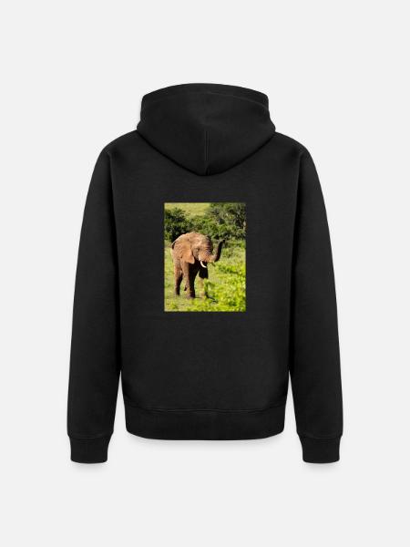 Elephant - Unisex Premium Bio Zip Hoodie - Schwarz