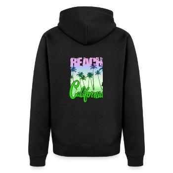 Vintage Blumen Strand Kalifornien Retro Garten USA - Unisex Premium Bio Zip Hoodie - Schwarz - Hinten - Nico (187cm)