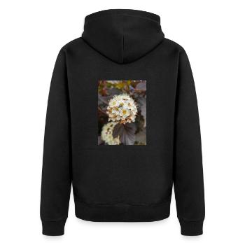 Neunrinde Physocarpus capitatus Blasenspiere - Unisex Premium Bio Zip Hoodie - Schwarz - Hinten - Nico (187cm)