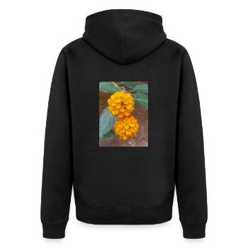 Lantana auch spanische Flagge Wandelröschen Lantana - Unisex Premium Bio Zip Hoodie - Schwarz - Hinten - Nico (187cm)